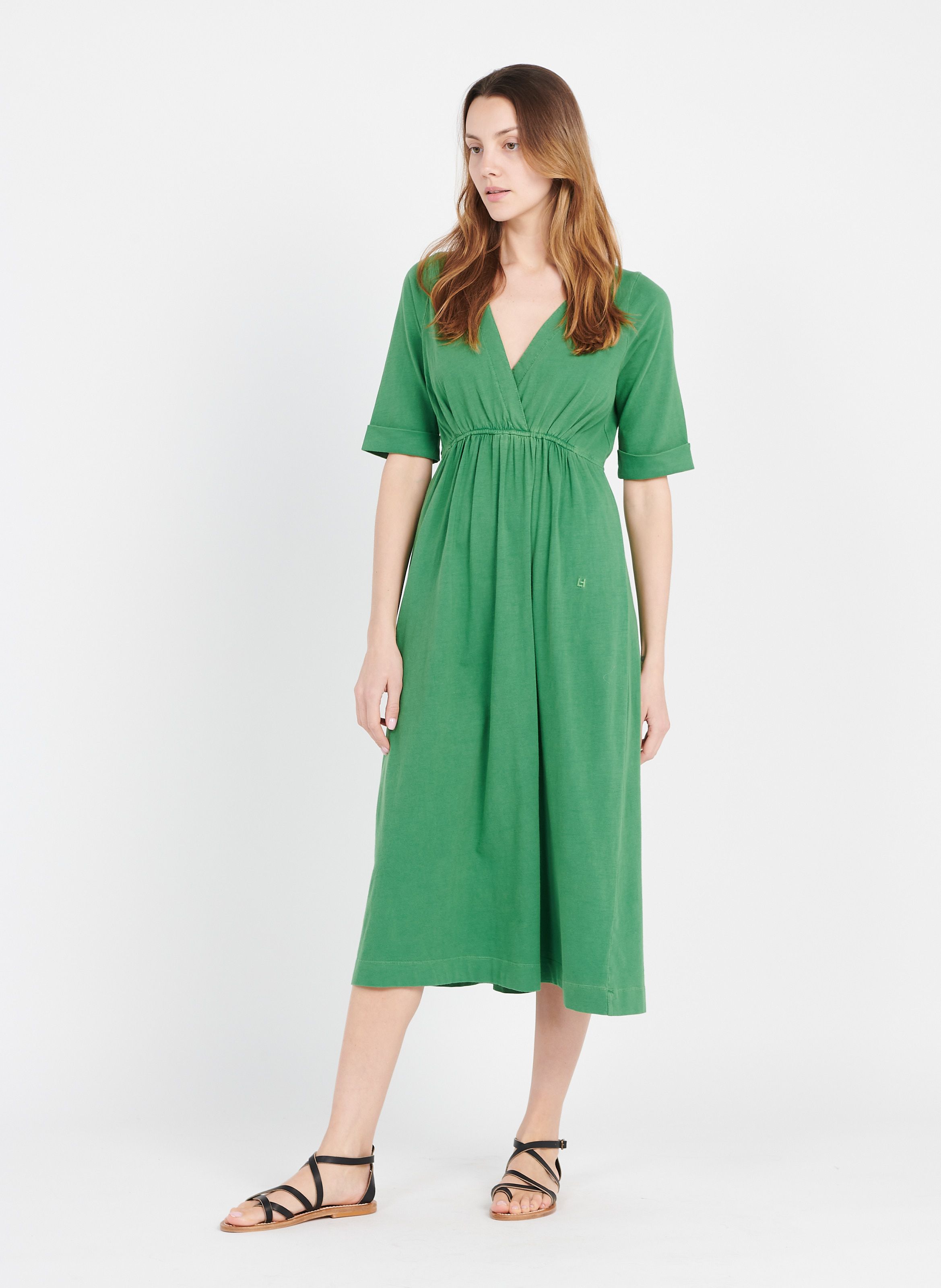 Organic Cotton Wrap Dress Green Leon ...